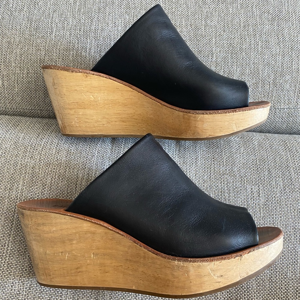 Rachel Comey Leather/Wood Wedge “Low Moon” Mules